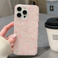 For iPhone 15 Pro Max Double Sided IMD Full Coverage TPU Phone Case(Pink White Flowers)