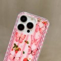 For iPhone 15 Pro Max Double Sided IMD Full Coverage TPU Phone Case(Pink Butterfly Fruit)