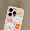 For iPhone 15 Pro Max Double Sided IMD Full Coverage TPU Phone Case(White Puppy Noodles)