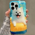 For iPhone 15 Pro Double Sided IMD Full Coverage TPU Phone Case(Yellow Swimming Ring Pomeranian)