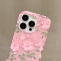 For iPhone 15 Pro Double Sided IMD Full Coverage TPU Phone Case(Pink White Flowers)