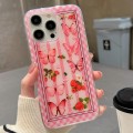 For iPhone 15 Pro Double Sided IMD Full Coverage TPU Phone Case(Pink Butterfly Fruit)