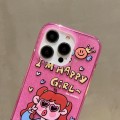 For iPhone 15 Double Sided IMD Full Coverage TPU Phone Case(Rabbit T-shirt Girl)