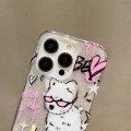 For iPhone 14 Double Sided IMD Full Coverage TPU Phone Case(Dachshund Bow Cat)