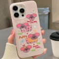 For iPhone 14 Double Sided IMD Full Coverage TPU Phone Case(Pink Big Eared Dog)