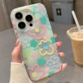 For iPhone 15 Pro Max Double Sided IMD Full Coverage TPU Phone Case(Hook Line Pink Yellow Blue Flowe