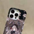 For iPhone 15 Pro Double Sided IMD Full Coverage TPU Phone Case(Rabbit Ears Rose Cake Girl)