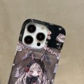 For iPhone 14 Pro Double Sided IMD Full Coverage TPU Phone Case(Rabbit Ears Rose Cake Girl)