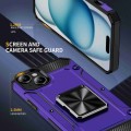 For iPhone 15 Shockproof Metal Holder Phone Case(Purple)