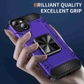 For iPhone 15 Shockproof Metal Holder Phone Case(Purple)