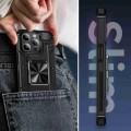 For iPhone 15 Pro Shockproof Metal Holder Phone Case(Black)