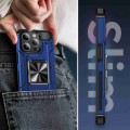 For iPhone 15 Pro Shockproof Metal Holder Phone Case(Blue)