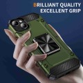 For iPhone 14 Shockproof Metal Holder Phone Case(Olive Green)