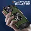 For iPhone 14 Pro Max Shockproof Metal Holder Phone Case(Olive Green)
