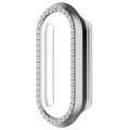 For Xiaomi Mi Band 8 Diamond Half Pack Hollow PC Watch Protective Case(Silver)
