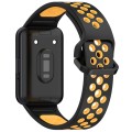For Samsung Galaxy Fit 3 Two Color Breathable Silicone Watch Band(Black Yellow)