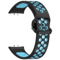 For Samsung Galaxy Fit 3 Two Color Breathable Silicone Watch Band(Black Blue)