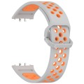 For Samsung Galaxy Fit 3 Two Color Breathable Silicone Watch Band(Grey Orange)