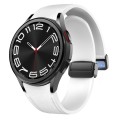 For Samsung Galaxy Watch 6 Magnetic Black Buckle Leather Silicone Watch Band(White)