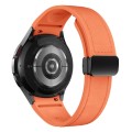 For Samsung Galaxy Watch 6 Magnetic Black Buckle Leather Silicone Watch Band(Orange)