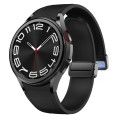 For Samsung Galaxy Watch 6 Magnetic Black Buckle Leather Silicone Watch Band(Black)