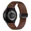 For Samsung Galaxy Watch 6 Magnetic Black Buckle Leather Silicone Watch Band(Dark Brown)