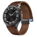 For Samsung Galaxy Watch 6 Magnetic Black Buckle Leather Silicone Watch Band(Dark Brown)