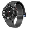 For Samsung Galaxy Watch 6 Magnetic Black Buckle Leather Silicone Watch Band(Space Grey)