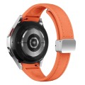For Samsung Galaxy Watch 6 Slim Magnetic Silver Buckle Leather Silicone Watch Band(Orange)