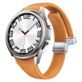For Samsung Galaxy Watch 6 Slim Magnetic Silver Buckle Leather Silicone Watch Band(Light Brown)