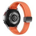 For Samsung Galaxy Watch 6 Slim Magnetic Black Buckle Leather Silicone Watch Band(Orange)