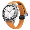 For Samsung Galaxy Watch 6 Slim Magnetic Black Buckle Leather Silicone Watch Band(Light Brown)