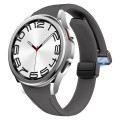 For Samsung Galaxy Watch 6 Slim Magnetic Black Buckle Leather Silicone Watch Band(Space Grey)