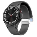 For Samsung Galaxy Watch 6 Magnetic Silver Buckle Leather Silicone Watch Band(Space Grey)
