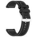 22mm Hybrid Nylon Braid Silicone Watch Band(Black)