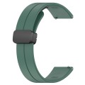 18mm Groove Folding Black Buckle Silicone Watch Band(Dark Green)