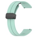 18mm Groove Folding Black Buckle Silicone Watch Band(Teal)