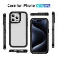 For iPhone 15 Pro Max Guard Life Waterproof Frosted Phone Case(Black+Transparent)