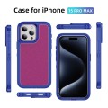 For iPhone 15 Pro Max Guard Life Waterproof Frosted Phone Case(Blue+Rose Red)