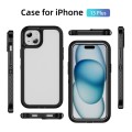 For iPhone 15 Plus Guard Life Waterproof Frosted Phone Case(Black+Transparent)