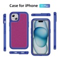 For iPhone 15 Plus Guard Life Waterproof Frosted Phone Case(Blue+Rose Red)