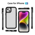 For iPhone 14 Guard Life Waterproof Frosted Phone Case(Black+Transparent)