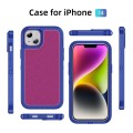 For iPhone 14 Guard Life Waterproof Frosted Phone Case(Blue+Rose Red)