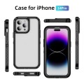 For iPhone 14 Pro Guard Life Waterproof Frosted Phone Case(Black+Transparent)