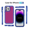 For iPhone 14 Pro Guard Life Waterproof Frosted Phone Case(Blue+Rose Red)