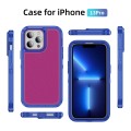 For iPhone 13 Pro Guard Life Waterproof Frosted Phone Case(Blue+Rose Red)