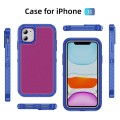 For iPhone 11 Guard Life Waterproof Frosted Phone Case(Blue+Rose Red)