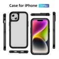 For iPhone 14 Plus Guard Life Waterproof Frosted Phone Case(Black+Transparent)