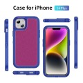 For iPhone 14 Plus Guard Life Waterproof Frosted Phone Case(Blue+Rose Red)