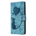 For iPhone 15 Pro Max Pen Heart Cat Embossed Leather Phone Case(Blue)